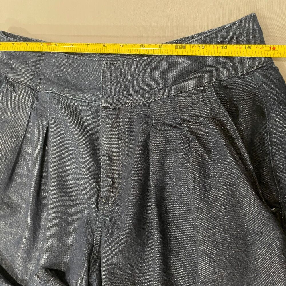 ~~ANTHROPOLOGIE Pilcro Porto 31 Pleated High Rise Tapered Jeans Dark Blue Pocket - Picture 11 of 16
